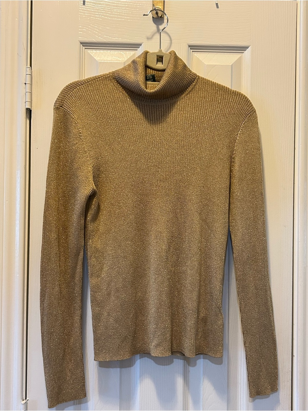 Lauren Ralph Lauren Metallic Gold Turtleneck Sweater